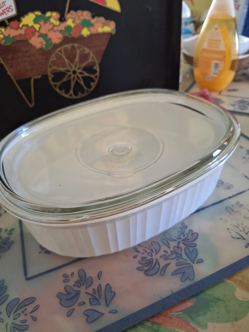 Clear Glass Lidded Casserole Dish - White Base